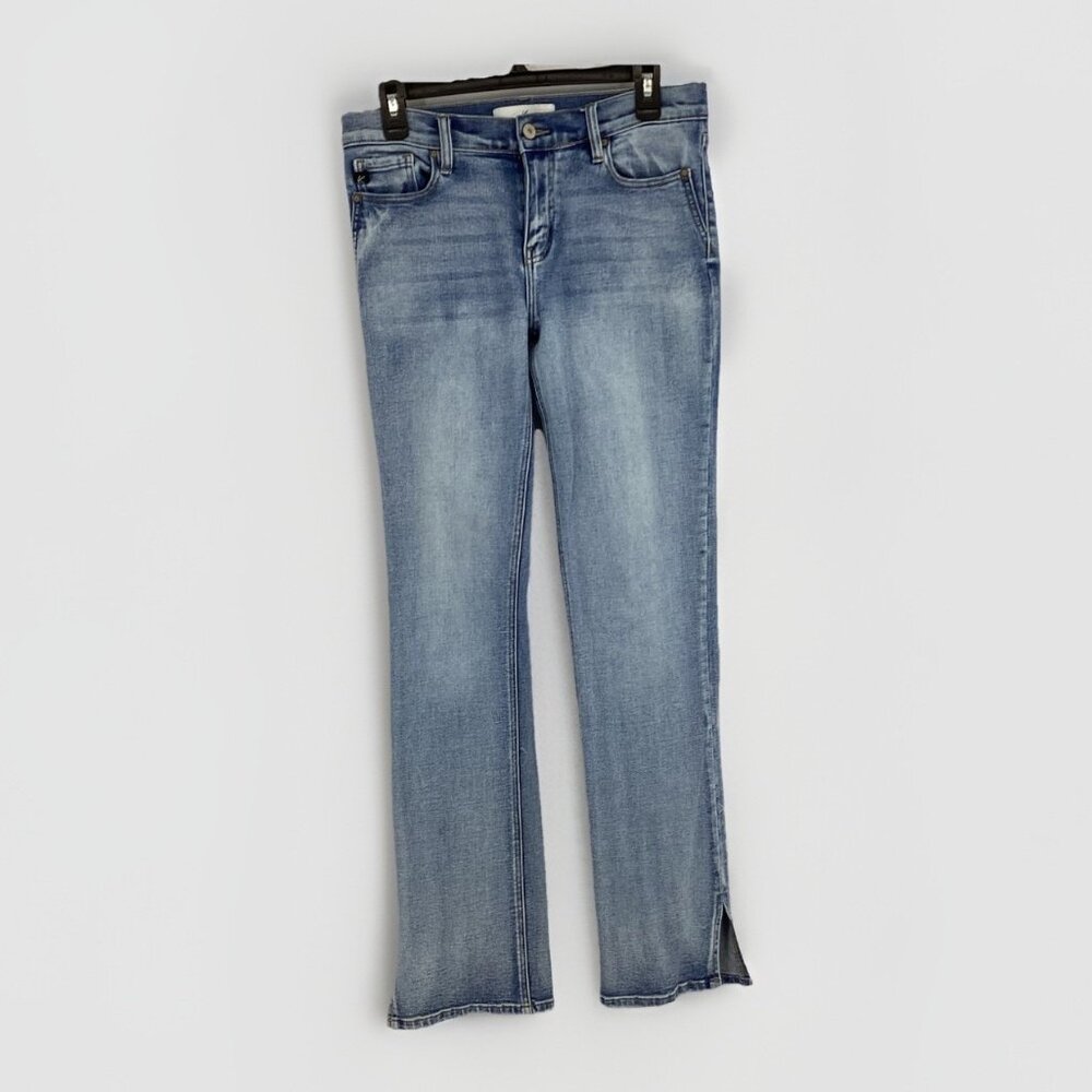KanCan Womens Straight Leg Mid-Rise Ankle Slit Jeans Light Wash Stretch Sz 7/27